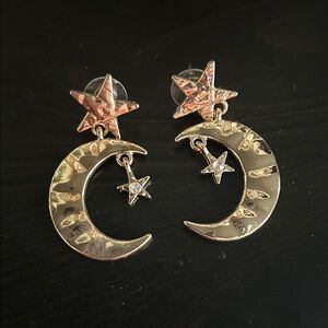 Celestial Gold and Silver Star Moon Earrings